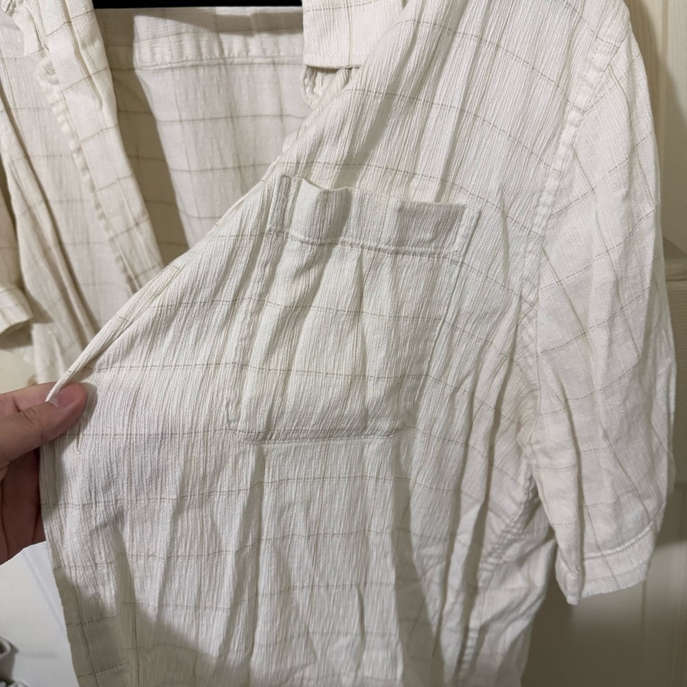 George Cream Textured Short Sleeve Button-Up Shirt Size XL - Picture 4 of 8